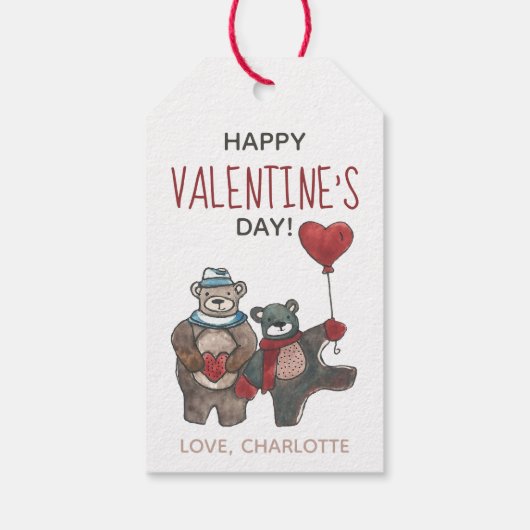 ベアーインラブウォーターお洒落カラーバレンタインデー ギフトタグ (裏面)