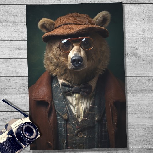 ベアーイン紳士服着2デコパージュ紙 薄葉紙