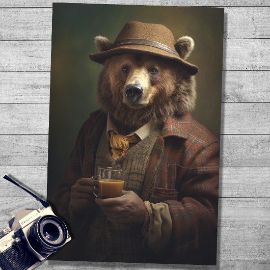 ベアーイン紳士服着4デコパージュ紙 薄葉紙