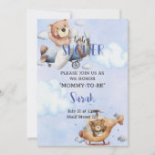 ベアーイン飛行機ベビーシャワー招待状 招待状 (正面)