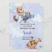 ベアーイン飛行機ベビーシャワー招待状 招待状 (正面/裏面)