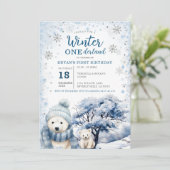 ベアーウィンターオーネダーランド北極動物誕生日 招待状 (スタンド正面)