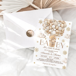 ベアーウィンタースノーフレーク&バルーン赤ちゃんシャワー 招待状