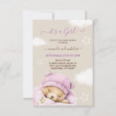 ベアーウィンターベビーガールシャワー 招待状 (正面)