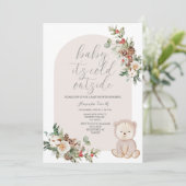 ベアーウィンターベリー雪片ツリーベビーシャワー 招待状 (スタンド正面)