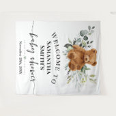 ベアーウェルカムベビーシャワーユーカリ緑 タペストリー (正面(横))