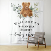 ベアーウェルカムベビーシャワーユーカリ緑 タペストリー (インサイチュ)