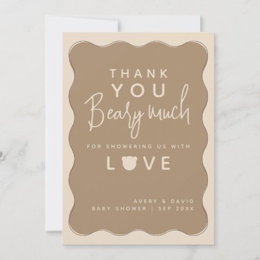 ベアーウェーブフレームハンドドローシンプルドベビーシャワー サンキューカード (正面)