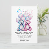 ベアーウォーター色ジェンダーパーティー少年または女の子 招待状 (スタンド正面)