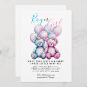 ベアーウォーター色ジェンダーパーティー少年または女の子 招待状 (正面/裏面)