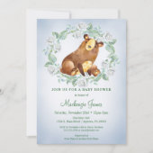 ベアーウッドランドベビーシャワー招待状ボーイズブルー 招待状 (正面)