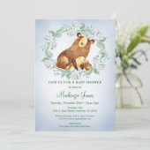 ベアーウッドランドベビーシャワー招待状ボーイズブルー 招待状 (スタンド正面)