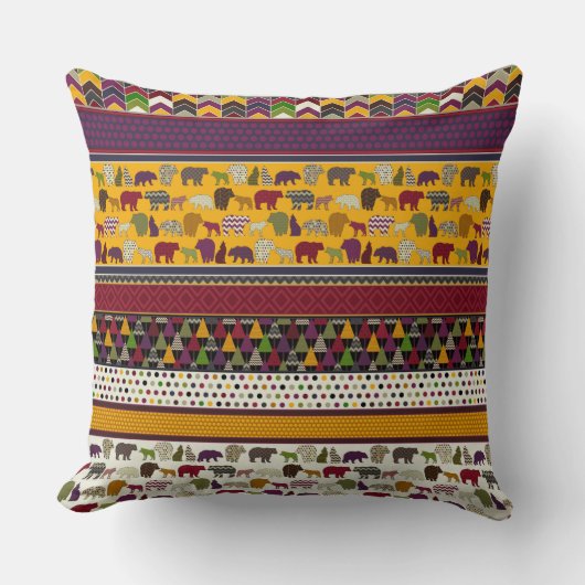 ベアーウルフ地ストライプ域 クッション (正面)