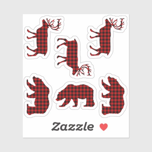 ベアーエルクバッファロープレイドランバージャックチェックレッド シール (シート)