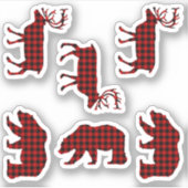 ベアーエルクバッファロープレイドランバージャックチェックレッド シール (正面)