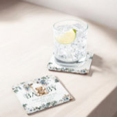 ベアーオンスイングセージ緑ニュートラルベビーシャワー スクエアペーパーコースター