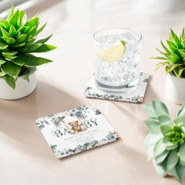 ベアーオンスイングセージ緑ニュートラルベビーシャワー スクエアペーパーコースター