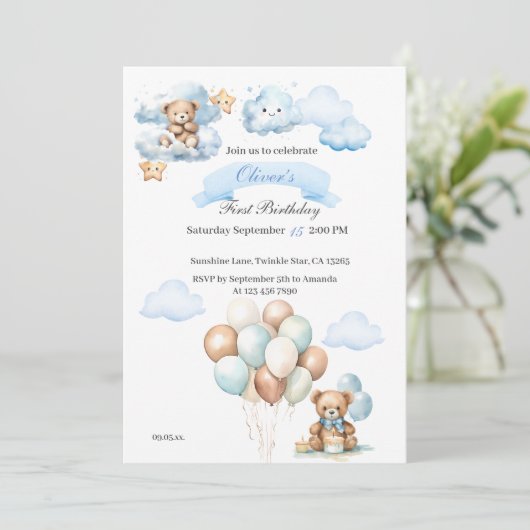 ベアーオンフライトブルーボーイズ誕生日 招待状 (スタンド正面)