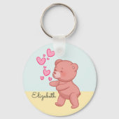 ベアーカップルのラブブルーパーソナライズされた キーホルダー (正面)