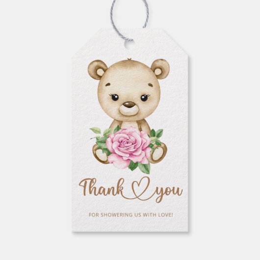 ベアーガールベイビーシャワー感謝していユーザ ギフトタグ (裏面)
