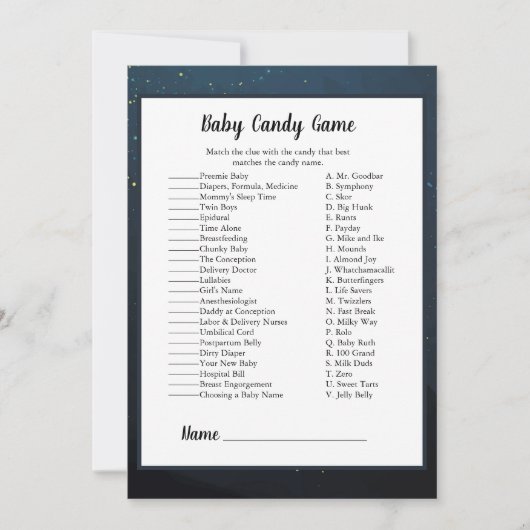 ベアーキャンディーマッチ赤ちゃんシャワーゲーム 招待状 (正面)