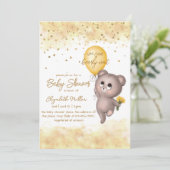 ベアーキュブイエローバルーンベビー男女兼用シャワー 招待状 (スタンド正面)