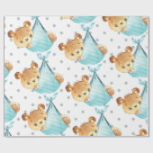 ベアーキュブカワイイ子供部屋男の赤ちゃんギフト新生まれ規 ラッピングペーパー (フラット)