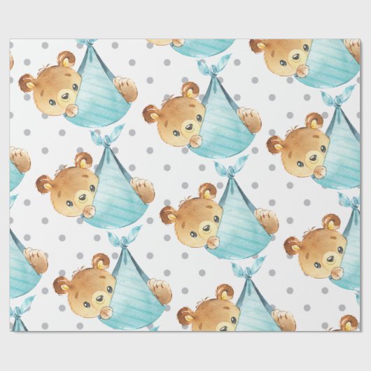 ベアーキュブカワイイ子供部屋男の赤ちゃんギフト新生まれ規 ラッピングペーパー (フラット)