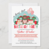 ベアーキュブピンクストロベリーベリー1st誕生日パーティー 招待状 (正面)