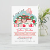 ベアーキュブピンクストロベリーベリー1st誕生日パーティー 招待状 (スタンド正面)