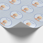 ベアーキュブボーイパーソナライズされたズ誕生日 ラッピングペーパー (角)