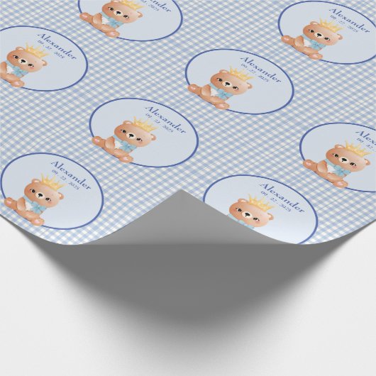 ベアーキュブボーイパーソナライズされたズ誕生日 ラッピングペーパー (角)