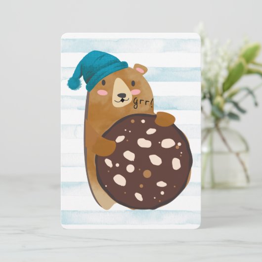 ベアークッキーホームベーキングパーソナライズされたクリスマス シーズンカード (スタンド正面)