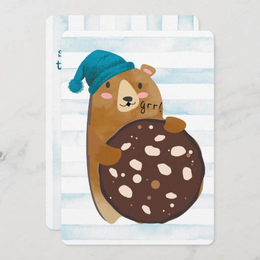 ベアークッキーホームベーキングパーソナライズされたクリスマス シーズンカード (正面/裏面)