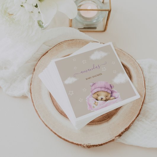 ベアークラウドベビーガールシャワー スタンダードカクテルナプキン