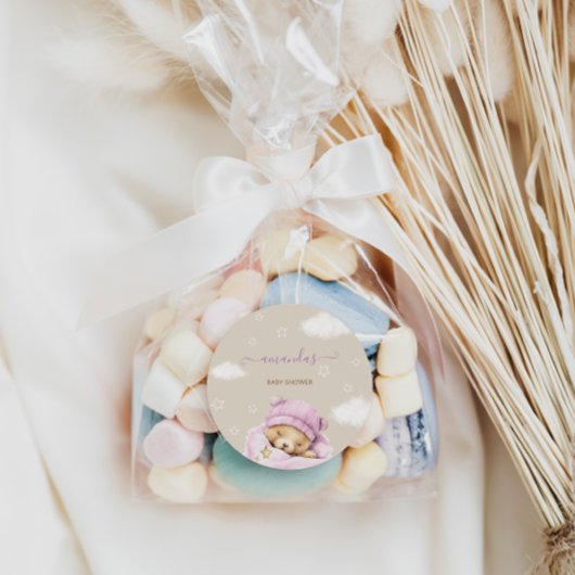 ベアークラウドベビーガールシャワー ラウンドシール