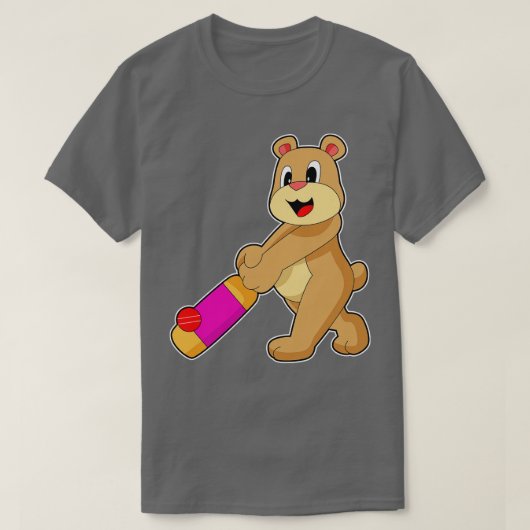 ベアークリケットクリケットこうもり Tシャツ (デザイン正面)