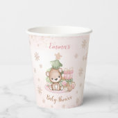 ベアークリスマスガール赤ちゃんシャワーピンク紙カップ 紙コップ (裏面)