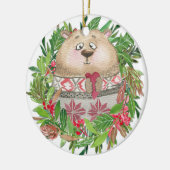 ベアークリスマスリースオーナメント セラミックオーナメント (左)