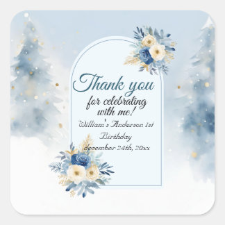 ベアークリスマスワンファースト誕生日冬 スクエアシール