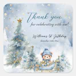 ベアークリスマスワンファースト誕生日冬 スクエアシール