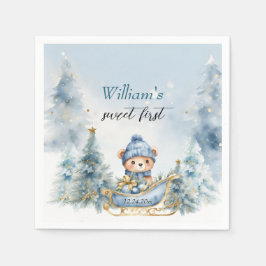 ベアークリスマスワンファースト誕生日冬 スタンダードカクテルナプキン