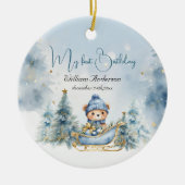ベアークリスマスワンファースト誕生日冬 セラミックオーナメント (正面)
