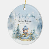 ベアークリスマスワンファースト誕生日冬 セラミックオーナメント (左)