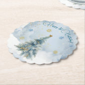 ベアークリスマスワンファースト誕生日冬 ペーパーコースター (アングル)