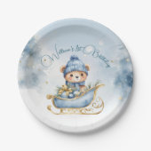 ベアークリスマスワンファースト誕生日冬 ペーパープレート (正面)