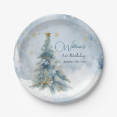 ベアークリスマスワンファースト誕生日冬 ペーパープレート (正面)