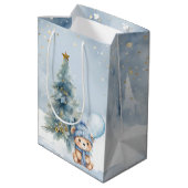 ベアークリスマスワンファースト誕生日冬 ミディアムペーパーバッグ (裏面アングル)