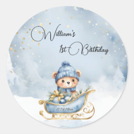 ベアークリスマスワンファースト誕生日冬 ラウンドシール