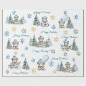 ベアークリスマスワンファースト誕生日冬 ラッピングペーパー (フラット)